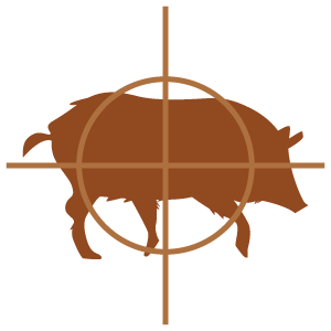 icon silhouette of a hog in the crosshairs of a weapon