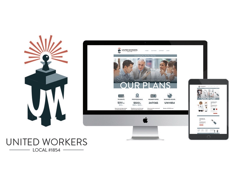 United Workers logo and website mockup