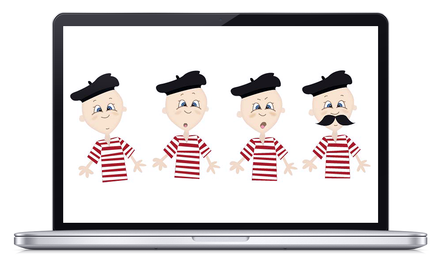 computer screen with cartoon baby