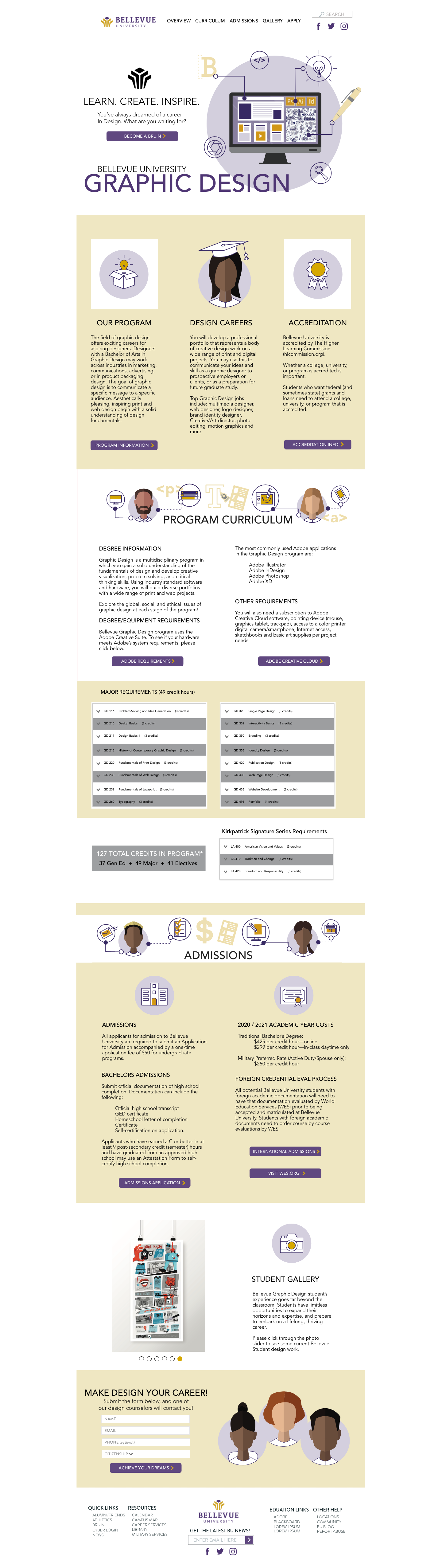 view of the full webpage design