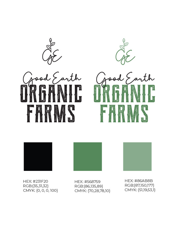 good earth logo with brand colors, shades of green