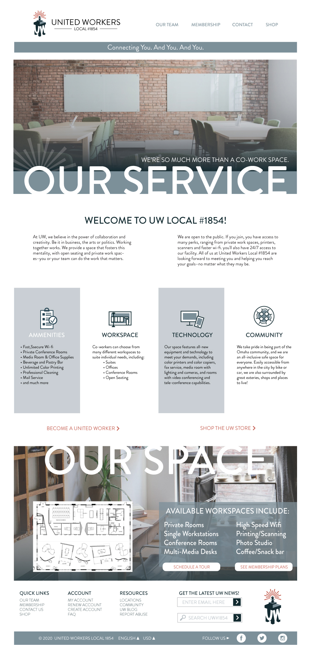 screenshot of UW website homepage