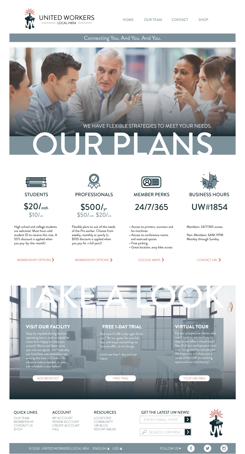 screenshot of UW website membership page